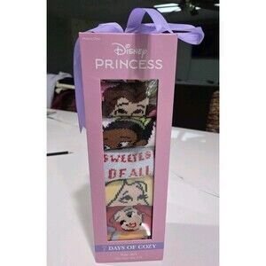 7 PAIRS - DISNEY PRINCESS SIZE M/L KID SHOE 3-10 COZY SOCKS NEW NIB Smalls bin